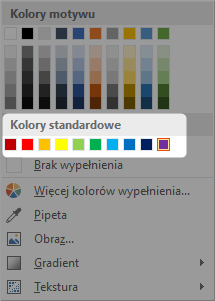 Kolory standardowe są zawsze takie same w każdym motywie (palecie kolorystycznej w PowerPoincie)