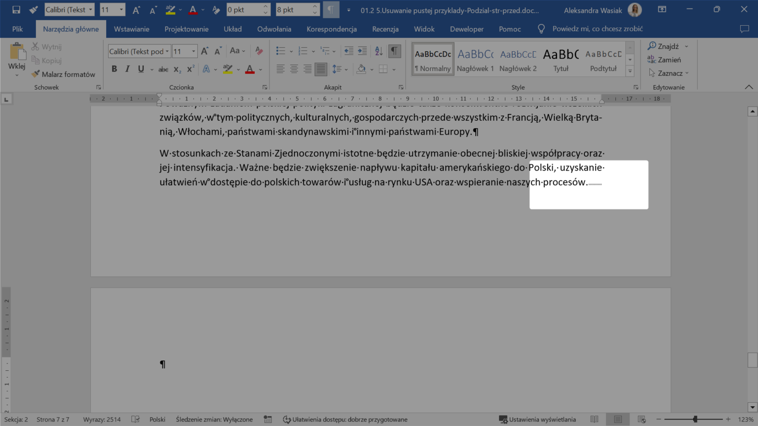 Word: Jak usunąć pustą stronę w Wordzie | Kultura Języka