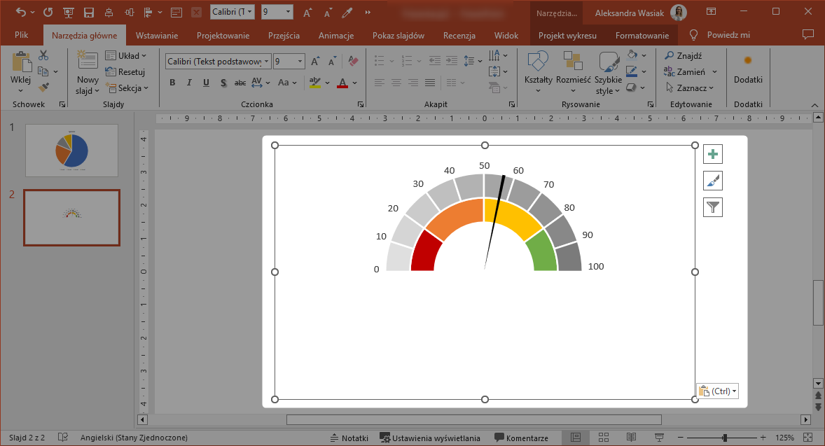 Jak wkleić do PowerPointa wykres z Excela - wklejanie wykresu na przykładzie prędkościomierza | Kultura Języka